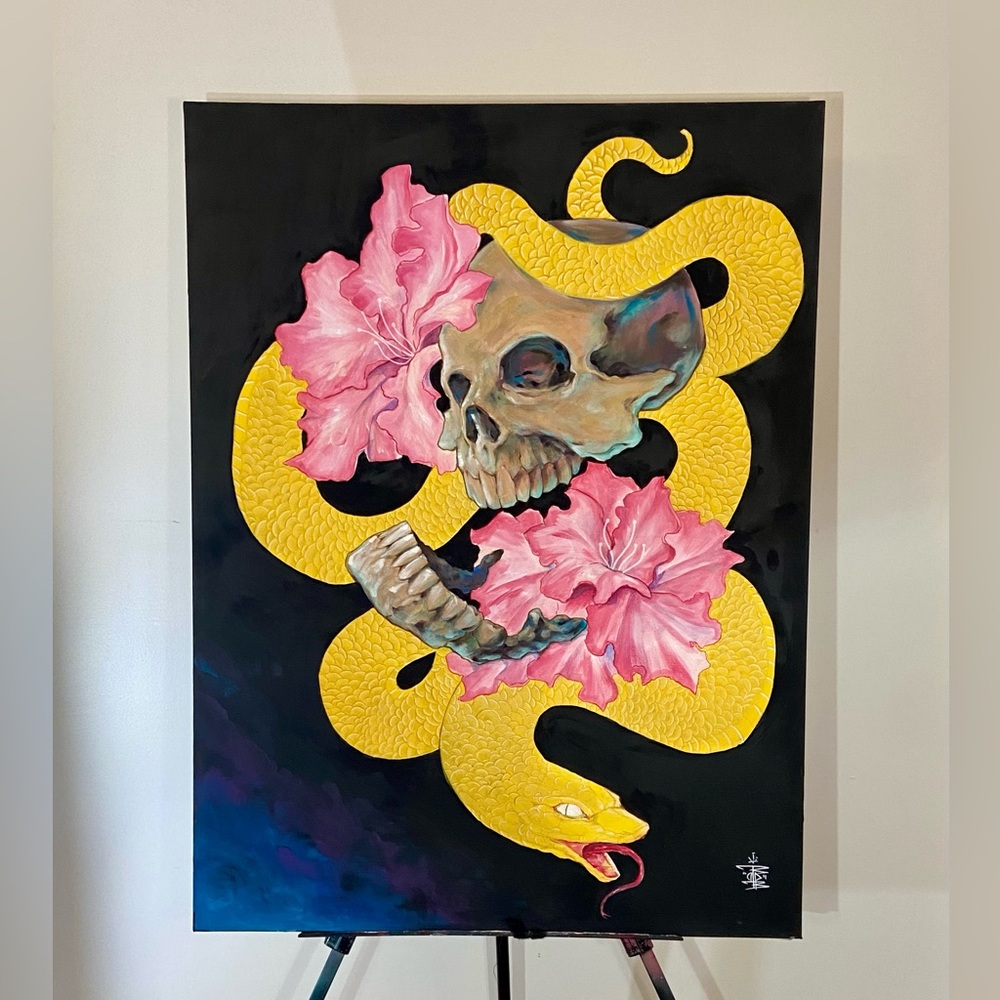 Skull & Snake Acrylic Painting